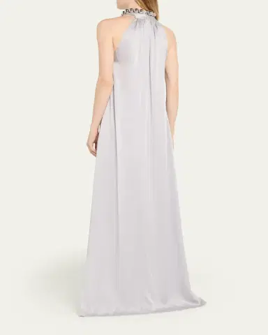 Stella McCartney Ball-Collar Satin Halter Gown | Thumbnail 3 Stella McCartney Ball-Collar Satin Halter Gown | Thumbnail 3