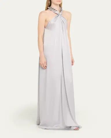 Stella McCartney Ball-Collar Satin Halter Gown | Thumbnail 4 Stella McCartney Ball-Collar Satin Halter Gown | Thumbnail 4