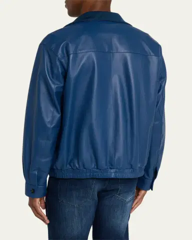 Kiton Men's Leather Full-Zip Bomber Jacket | Thumbnail 3 Kiton Men's Leather Full-Zip Bomber Jacket | Thumbnail 3