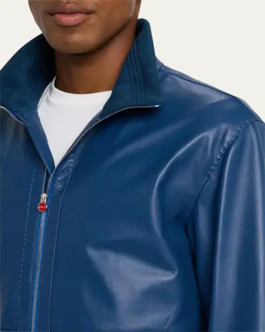 Kiton Men's Leather Full-Zip Bomber Jacket | Thumbnail 5 Kiton Men's Leather Full-Zip Bomber Jacket | Thumbnail 5