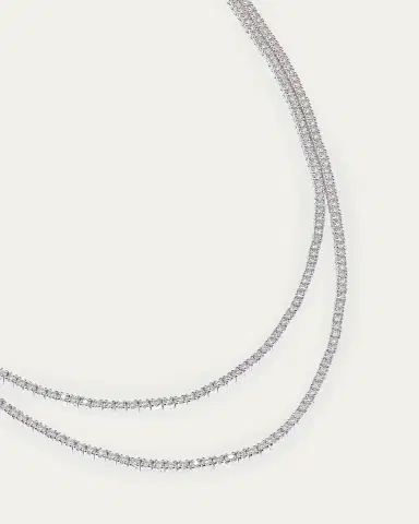 Lana 14K White Gold Skinny Double Strand Diamond Tennis Necklace, 15"L | Thumbnail 2 Lana 14K White Gold Skinny Double Strand Diamond Tennis Necklace, 15"L | Thumbnail 2