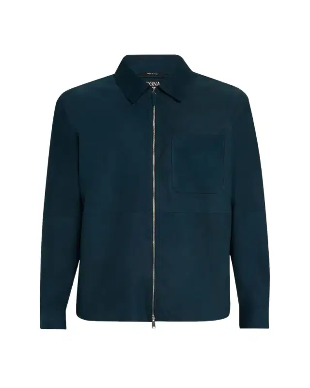 Men's SECONDSKIN Leather Full-Zip Overshirt