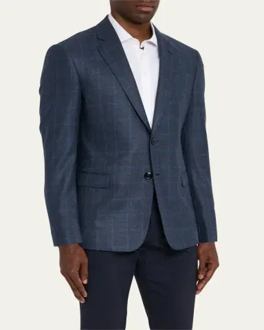 Giorgio Armani Men's Wool and Cashmere Soft Check Sport Coat | Thumbnail 4
