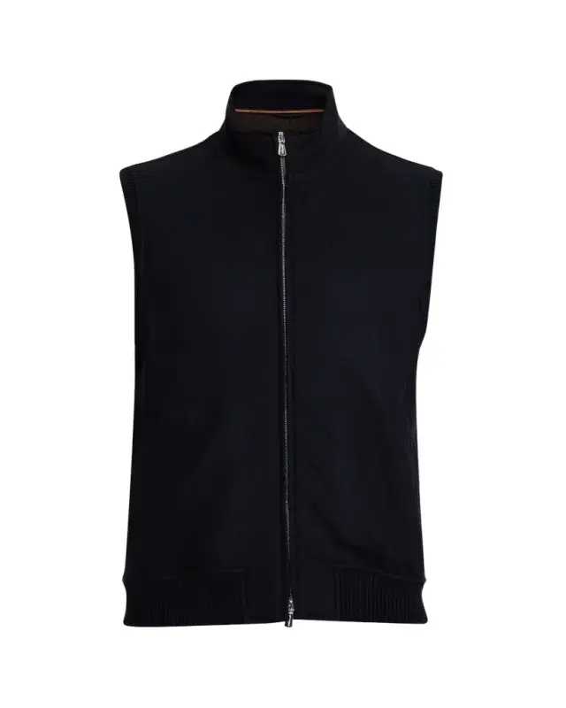 Men's Cashmere Jersey Full-Zip Vest