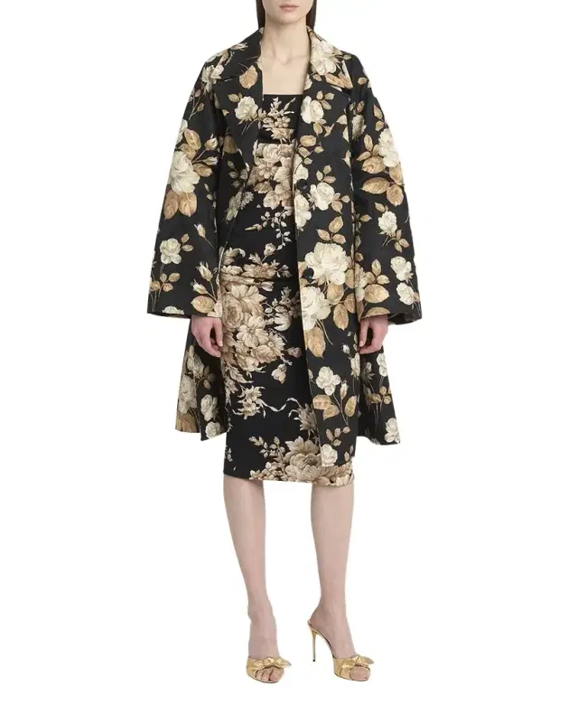 Floral Print Crinkle Coat