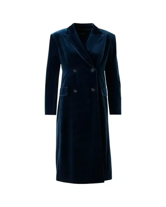 Akris Edine Double-Breasted Long Velvet Coat
