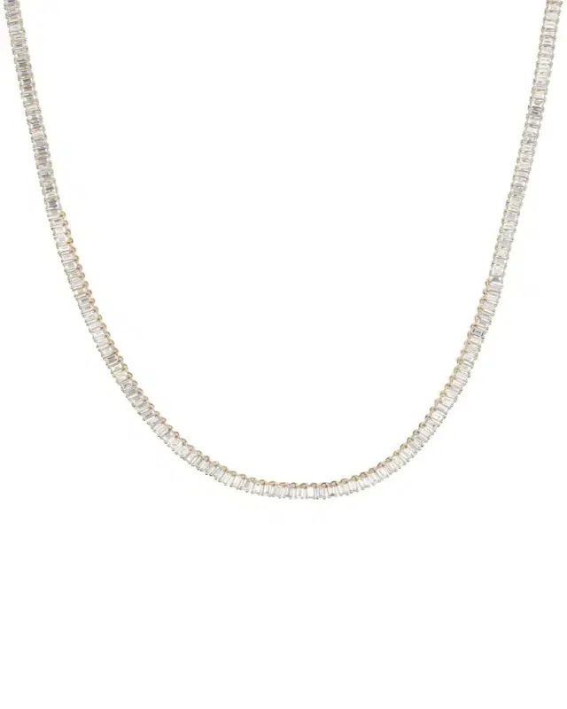 Lana 14K Yellow Gold Vertical Diamond Baguette Tennis Necklace