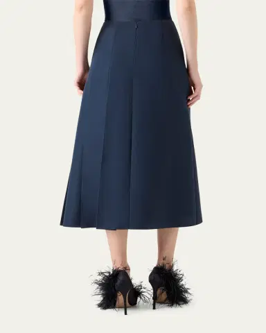 Akris Pleated Ottoman Silk Midi A-Line Skirt | Thumbnail 3