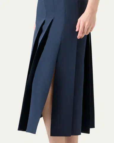 Akris Pleated Ottoman Silk Midi A-Line Skirt | Thumbnail 5