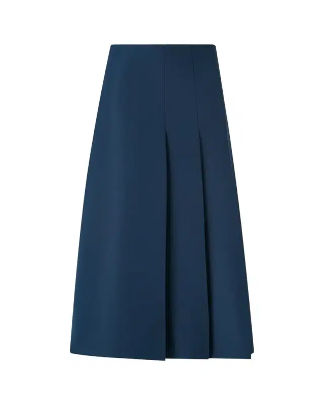 Akris Pleated Ottoman Silk Midi A-Line Skirt