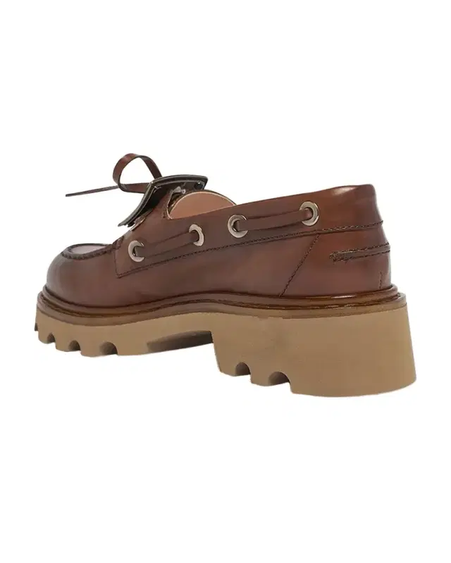 Viv Ranger Leather Buckle Lug-Sole Boat Loafers