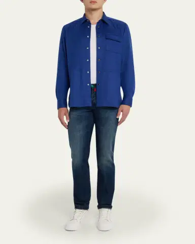 Kiton Men's Cashmere Side-Pocket Overshirt | Thumbnail 2 Kiton Men's Cashmere Side-Pocket Overshirt | Thumbnail 2