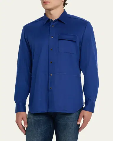 Kiton Men's Cashmere Side-Pocket Overshirt | Thumbnail 4 Kiton Men's Cashmere Side-Pocket Overshirt | Thumbnail 4