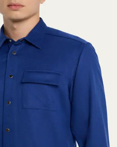 Kiton Men's Cashmere Side-Pocket Overshirt | Thumbnail 5 Kiton Men's Cashmere Side-Pocket Overshirt | Thumbnail 5