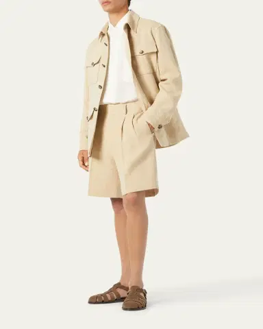 Loro Piana Men's Clem Summer Linen and Silk Shirt Jacket | Thumbnail 2 Loro Piana Men's Clem Summer Linen and Silk Shirt Jacket | Thumbnail 2
