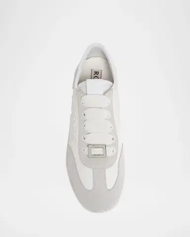 Roger Vivier Viv Low-Top Canvas and Suede Sneakers | Thumbnail 3