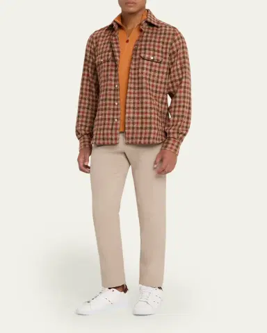 Kiton Men's Speckled Cashmere Overshirt | Thumbnail 2