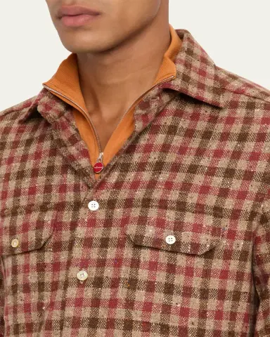 Kiton Men's Speckled Cashmere Overshirt | Thumbnail 5