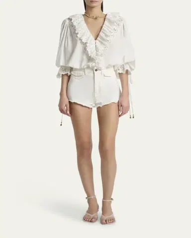 Chloé Eyelet-Embroidered Ruffle Cotton Voile Blouse | Thumbnail 6
