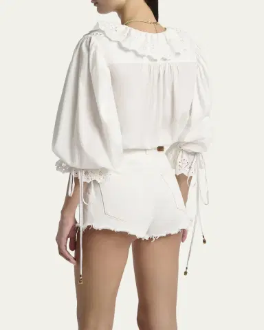 Chloé Eyelet-Embroidered Ruffle Cotton Voile Blouse | Thumbnail 7