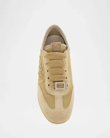 Roger Vivier Viv Low-Top Canvas and Suede Sneakers | Thumbnail 3