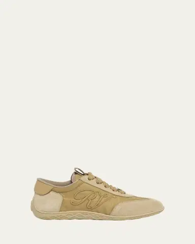 Roger Vivier Viv Low-Top Canvas and Suede Sneakers | Thumbnail 4