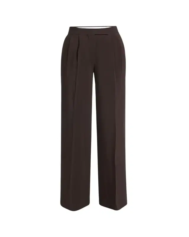 Pleated Viscose-Wool Wide-Leg Pants