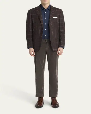 Kiton Men's Cashmere Windowpane Check Single-Breasted Sport Coat | Thumbnail 2 Kiton Men's Cashmere Windowpane Check Single-Breasted Sport Coat | Thumbnail 2