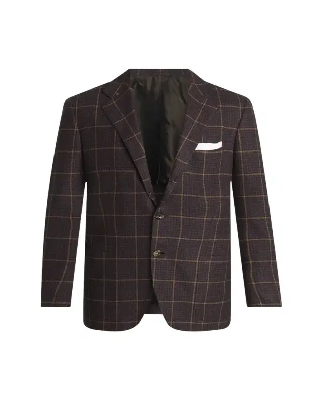 Kiton Men's Cashmere Windowpane Check Single-Breasted Sport Coat