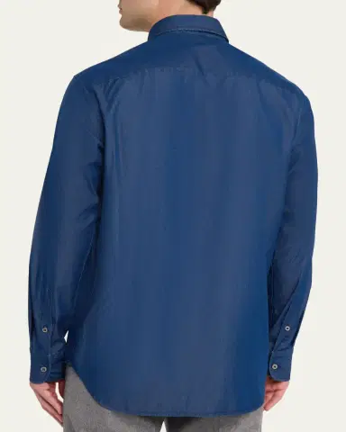 Brioni Men's Cotton Denim Casual Button-Down Shirt | Thumbnail 3 Brioni Men's Cotton Denim Casual Button-Down Shirt | Thumbnail 3