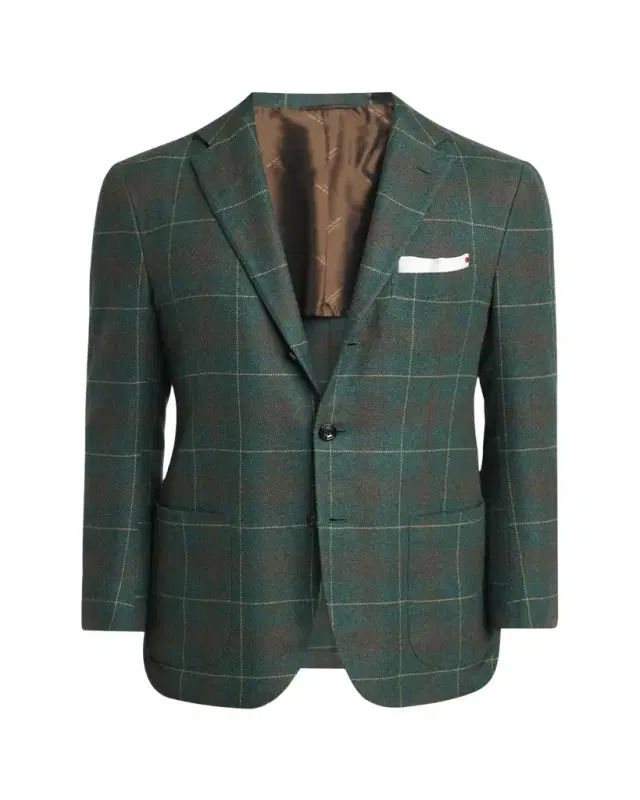 Men's Cashmere Blend Windowpane Three-Button Sport Coat