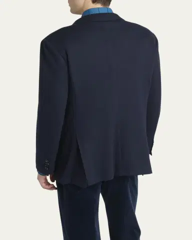 Kiton Men's Cashmere Jersey Double-Breasted Blazer | Thumbnail 3