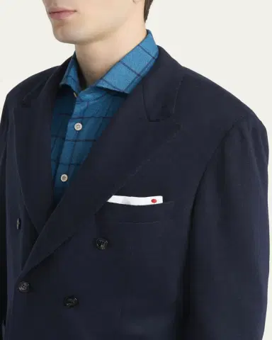 Kiton Men's Cashmere Jersey Double-Breasted Blazer | Thumbnail 5