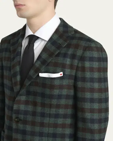 Kiton Men's Cashmere and Silk Check Single-Breasted Sport Coat | Thumbnail 5 Kiton Men's Cashmere and Silk Check Single-Breasted Sport Coat | Thumbnail 5