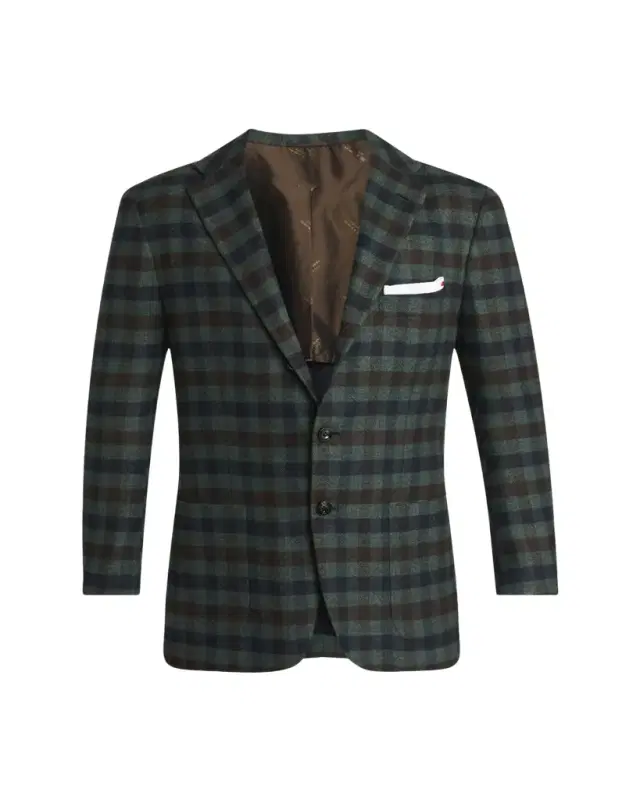 Men's Cashmere and Silk Check Single-Breasted Sport Coat
