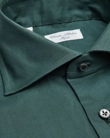 Cesare Attolini Men's Solid Cotton Spread-Collar Sport Shirt | Thumbnail 2 Cesare Attolini Men's Solid Cotton Spread-Collar Sport Shirt | Thumbnail 2