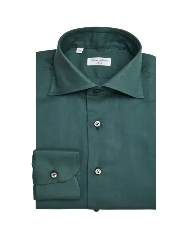 Cesare Attolini Men's Solid Cotton Spread-Collar Sport Shirt