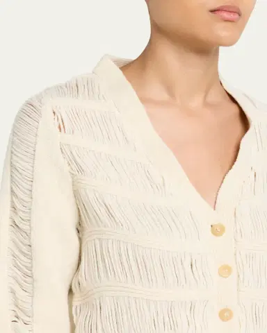 Diotima Apres Ladder Knit V-Neck Crop Cardigan | Thumbnail 5