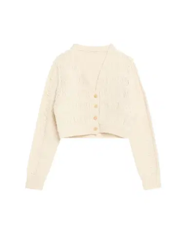 Diotima Apres Ladder Knit V-Neck Crop Cardigan | Thumbnail 1