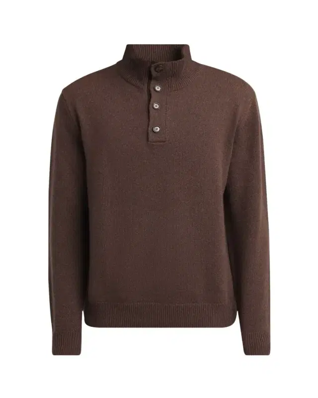 Men's Cashmere Button Mock-Neck Sweater