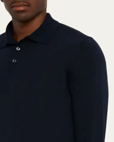 Fioroni Men's Fine Merino Wool Long-Sleeve Polo Shirt | Thumbnail 5 Fioroni Men's Fine Merino Wool Long-Sleeve Polo Shirt | Thumbnail 5