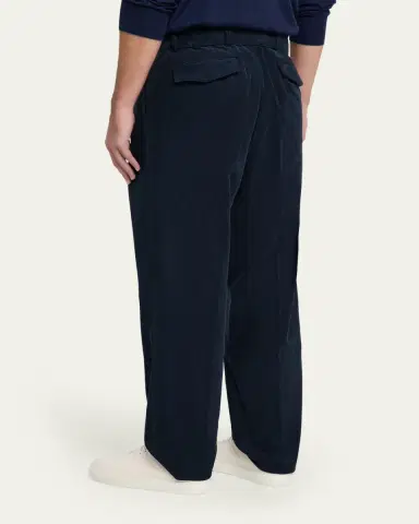 OFFICINE GÉNÉRALE Men's Corduroy Self-Belt Pleated Pants | Thumbnail 3