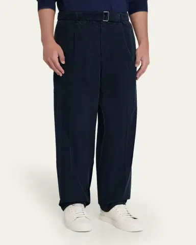 OFFICINE GÉNÉRALE Men's Corduroy Self-Belt Pleated Pants | Thumbnail 4