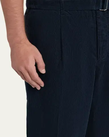 OFFICINE GÉNÉRALE Men's Corduroy Self-Belt Pleated Pants | Thumbnail 5
