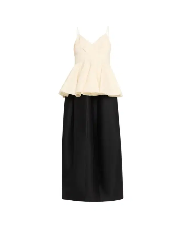 ASHLYN Amell Persimmon Wool-Taffeta Peplum Maxi Dress
