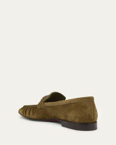 Christian Louboutin Men's Mocallista Suede Red-Sole Penny Loafers | Thumbnail 2 Christian Louboutin Men's Mocallista Suede Red-Sole Penny Loafers | Thumbnail 2
