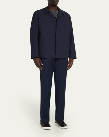 KNT Men's Wool Hidden Button-Front Bomber Jacket | Thumbnail 2