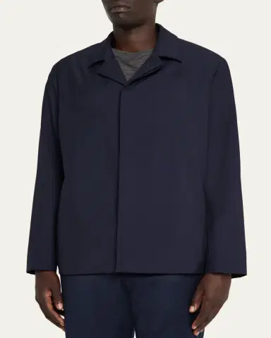 KNT Men's Wool Hidden Button-Front Bomber Jacket | Thumbnail 4