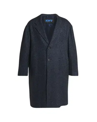 KNT Men's Cashmere Blend Dark Blue Overcoat | Thumbnail 1