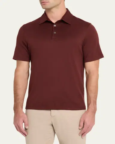 Loro Piana Men's Tremezzo Sea Island Cotton Polo Shirt | Thumbnail 4 Loro Piana Men's Tremezzo Sea Island Cotton Polo Shirt | Thumbnail 4